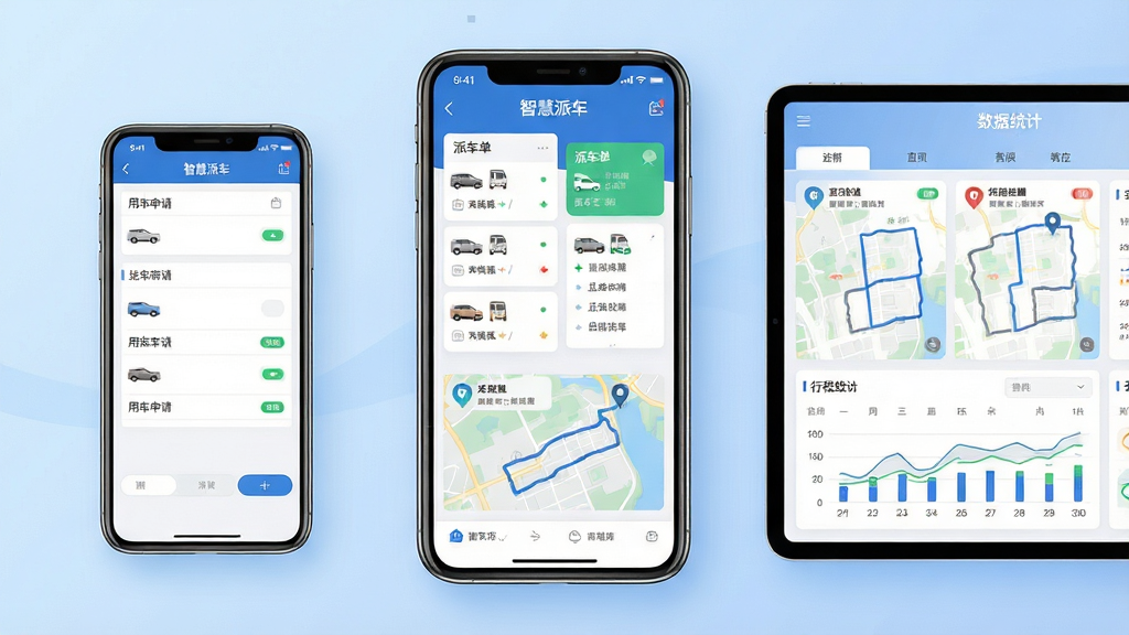 һ��չʾ�ǻ��ɳ�����������ֻ���ƽ�����Ч��ͼ����������Ϊ�ǻ��ɳ�APP��ҳ����ʾ�����б����ɳ�����Ƭ���г̵�ͼ�켣������Ϊǳ��ɫ��������������ֻ�չʾ�ó�����������Ҳ�ƽ��չʾ����ͳ�ƿ��壬�����Ű�����ɾ�������ִ���࣬ϸ�ڰ�������ͼ�ꡢ���������״̬���£����ʸ��壬����ɾ��޶���Ԫ��