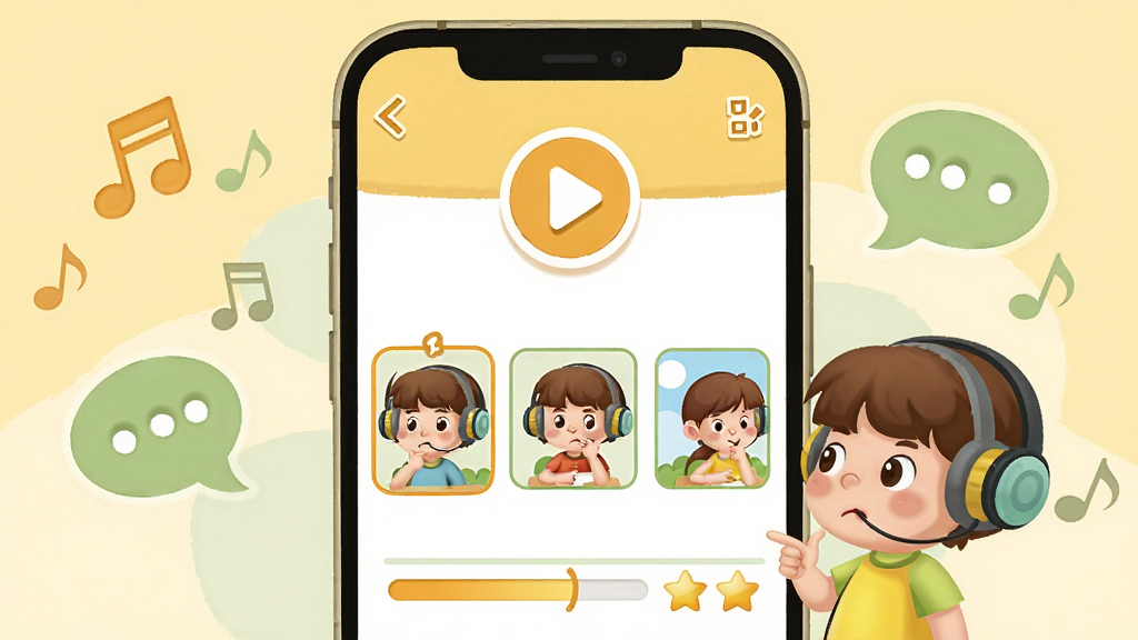 ��������ΪСѧӢ��ͬ����˵ѵ�����棬�ֻ���Ļ��ʾһ������ѡͼ�⣬�Ϸ��в��Ű�ť���·�����ͼƬѡ��Ա��п�ͨС��������˼��������Ϊ�ֻ����У����ҵ�׺�����ͶԻ����ݣ��Ű���ã����Ϊ��ͨ�����廭�磬ů����ǳ����ɫ��ϸ�ڰ���ѡ����������������÷����ǣ����������ɾ����޶���Ԫ��