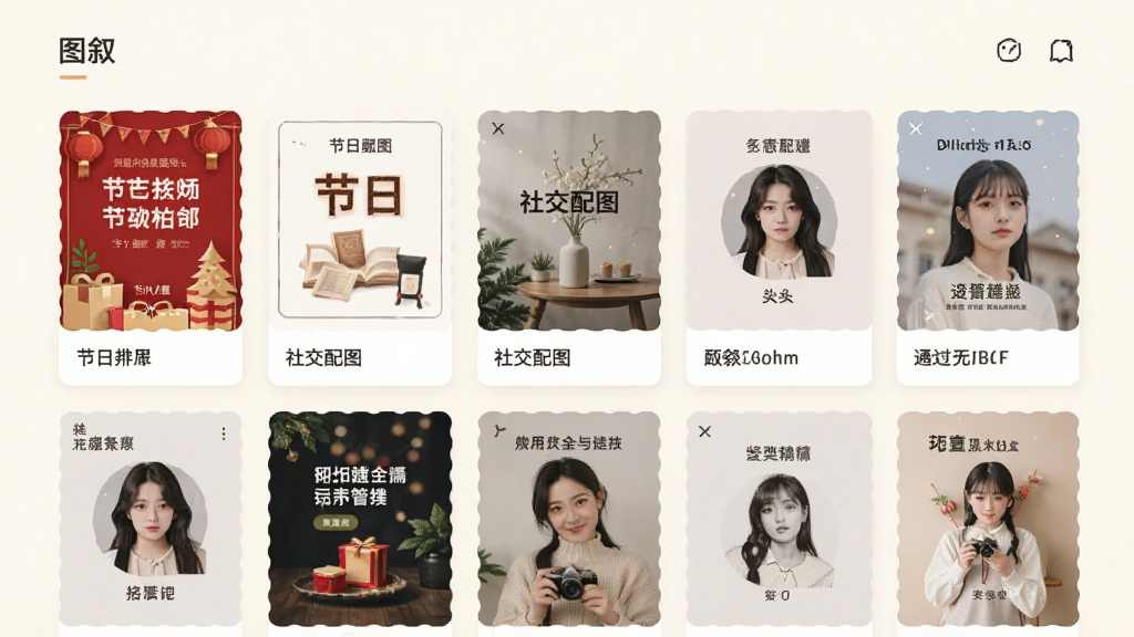 ����չʾ��ͼ��Ӧ���ڵ�ģ��ѡ��ҳ�棬��Ļ�������Ŷ��ŷ���������ģ������ͼ���������պ������罻��ͼ��ͷ��ȣ�ÿ��ģ���ϱ�ע������ı��⣬������ÿ�Ƭʽ���֣�����Ϊ�װ�ɫ�������ܰ��࣬���ʸɾ����޶���װ��