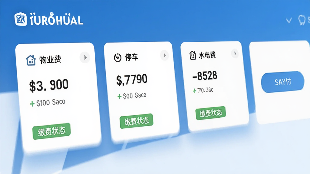 ŷ������Ӧ�ýɷ�ҳ����д��������ʾ��ҵ�ѡ�ͣ���ѡ�ˮ��������˵���Ƭ��ÿ�ſ�Ƭ�������ɷ�״̬��ǩ���Ҳ���֧����ť��������ˬ��ɫ����ƽ����ƣ����廭�ʣ��ɾ��޶���Ԫ��