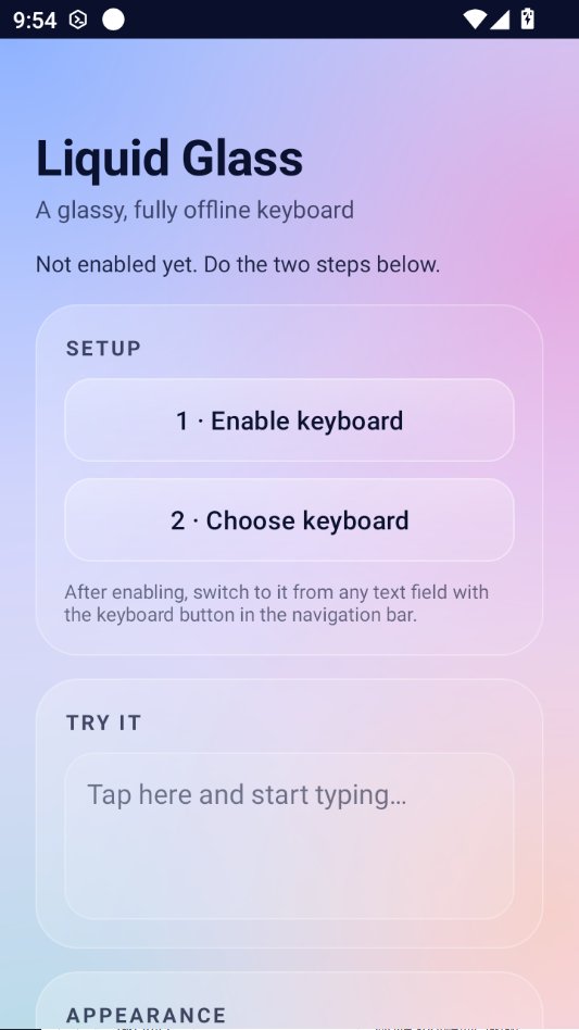 Һ̬��������(Liquid Glass Keyboard)2.0.1 �Ų�͸������