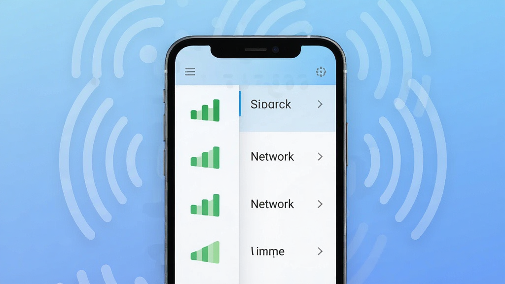 ����Ϊһ�������ֻ����з��ã���Ļ��չʾWiFi�ź�ɨ���б����棬���ֲ������ҷ��������Ϊ�ź�ǿ��ͼ�꣬�Ҳ�Ϊ�������ƣ��Ű������������Ϊ�ִ���ƽ���Ƽ��磬ϸ�ڰ�����͵���ɫ���䱳����Բ���źŲ���Ԫ�أ����ʸ��壬�ɾ��޶���Ԫ��