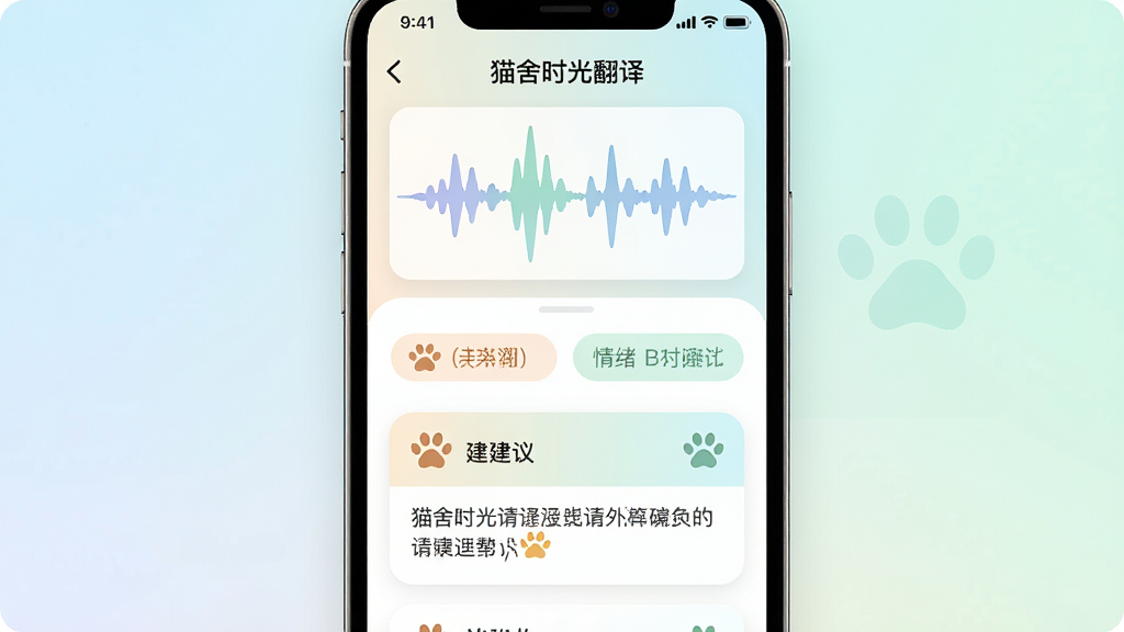 ����Ϊ�ֻ���Ļ��չʾ��è��ʱ�ⷭ�롱���������ҳ�棬��Ļ�Ϸ�Ϊè���������ͼ���в�Ϊ������ǩ�뽨�����ֿ�Ƭ������Ϊ���е��ֻ�������д���Ű�Ϊ���·ֲ㣬���Ϊ����ǳɫUI��Ʒ磬ϸ�ڰ���Բ�ǿ�Ƭ��è��צӡͼ�ꡢ��ͽ��䱳���������Ű湤�������ʸ��壬����ɾ����޶���Ԫ��