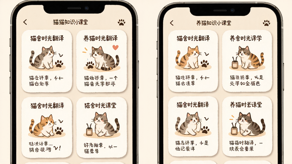 ����Ϊ��è��ʱ�ⷭ�롱����è֪ʶС����ҳ�棬չʾ���ſ��տ�Ƭ��è��廭������Ϊ�ֻ����������п�Ƭ�����Ű�Ϊ����״�����Ϊ��ܰ�ֻ�廭�磬ϸ�ڰ���è����Ϊʾ��ͼ�������ֱ��⡢ǳ��ɫ������Բ�ǿ�Ƭ��Ӱ�����ʸ��壬����ɾ����޶���Ԫ��