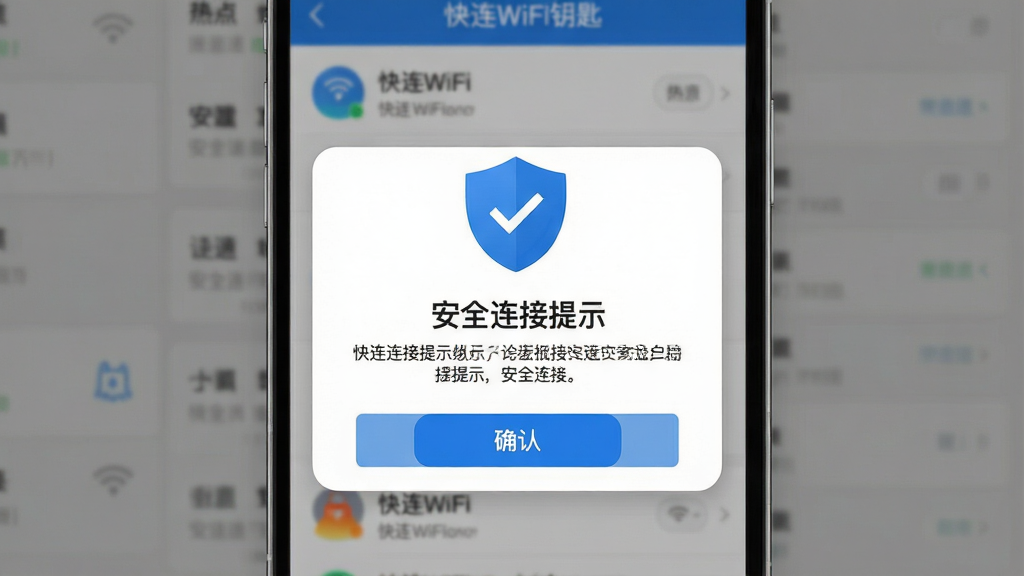 ��������Ϊ������WiFiԿ�ס������İ�ȫ��ʾ�������棬�ֻ���Ļ������ʾһ������ͼ���롰��ȫ������ʾ�����֣�����Ϊģ�����ȵ��б�������Ϊ�ֻ���Ļ������д������λ���Ӿ����㣻���Ϊ���ذ�ȫ�磬��ɫ�������ɫ�����γɶԱȣ�ϸ�ڰ��������ϵĹ�ѡ��ǡ������ڼ�������˵����ȷ�ϰ�ť����������������ɾ����޶���Ԫ��