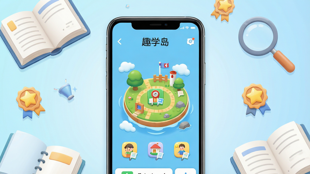 һ��չʾȤѧ��Ӧ��������ĳ���ͼ�������������ֻ���Ļ����Ļ����ʾ��ͨ���ĵ����ͼ��֪ʶ�ؿ�ͼ�꣬��Ļ��Χɢ�����鱾���Ŵ󾵡����ǻ��µ�ѧϰԪ�أ�����Ϊ��͵�ǳ��ɫ���䣬���������»��ã�ϸ�ڷḻ�����ʸɾ��������޶�������Ԫ��