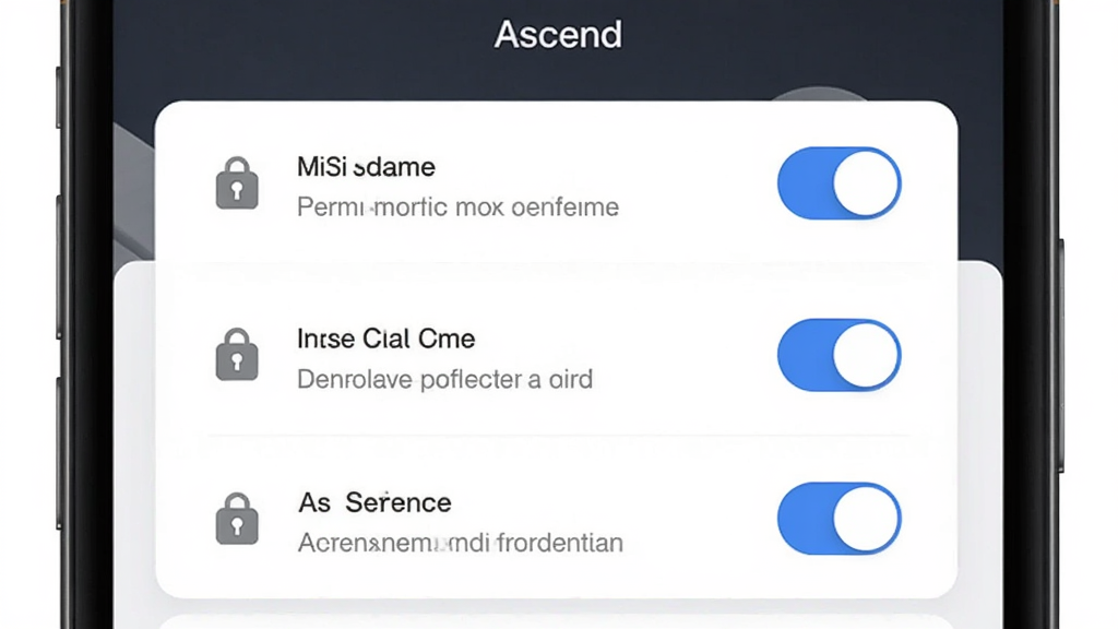 主体为 Ascend 应用的隐私设置界面示意图,布局为手机屏幕中央展示权限开关列表;排版为居中卡片式;风格为简约商务风;细节包括锁形图标、开关按钮、灰色说明文字;画质高清,干净,无多余元素,画面中带有“Ascend”字样。