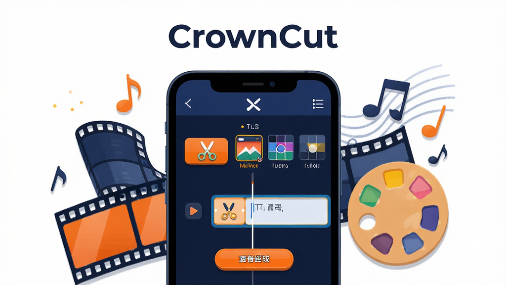 ����������һ�������ֻ����ֻ���Ļ����ʾCrownCut��Ƶ���������Ĳ������棬����������Ƶʱ���ᡢ����ͼ�ꡢ�˾�����ͼ����Ļ����򣻲���Ϊ�ֻ����з��ã���Χ�����ŵ�Ӱ��Ƭ����������ɫ�̵ȼ���Ԫ�أ��Ű���þ��жԳƹ�ͼ���Ϸ����׷�����������