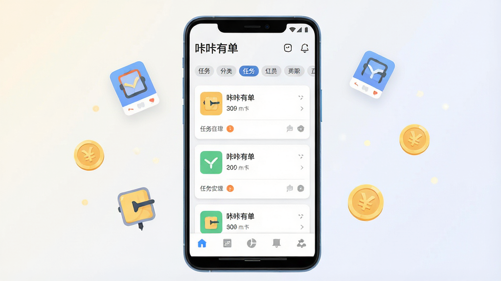 һ���ֻ�Ӧ�ý���չʾͼ������������һ��������׿�ֻ�����Ļ����ʾ�������е���APP��ҳ�����б����棬��������Ƭ�������ǩ��ײ�������������Ϊǳɫ���䣬��ΧƯ����������ͼ������Ԫ�أ����������ִ�����ƽ����ƣ������������ɾ����޶���Ԫ��