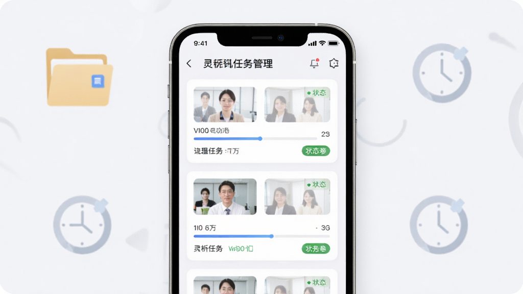 ����չʾ����������������������棬�ֻ���Ļ�����ж����Ƶ����Ƭ��ÿ�ſ�Ƭ���н�������״̬��ǩ������Ϊǳ�Ұ�ɫ���������ļ��к�ʱ��ͼ���׺�������ˬ�����Ű����룬���ʸɾ����壬������Ԫ��
