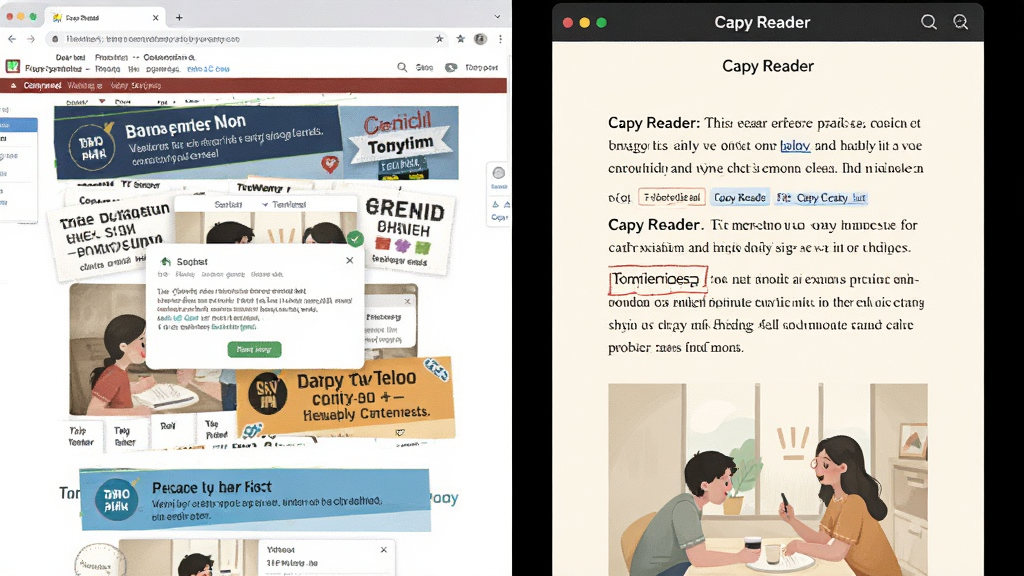 ��������Ϊ���ҷ����Աȹ�ͼ�����Ϊ������ҳ���й�����뵯�����Ҳ�Ϊ��Capy Reader�������Ķ�����������������ͼ���������ҶԳƣ����Ϊ����ԱȲ廭��ϸ�ڰ����Ҳ��������͵���ɫ�������������ֶ��䣬���ʸ��壬�ɾ����޶���Ԫ��