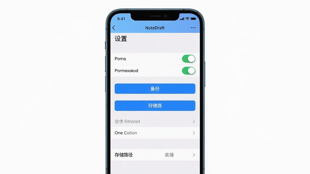 һ���ֻ���Ļ��ʾNoteDraft����ҳ�棬����Ϊ�ֻ������ò˵����������ֻ����С��˵����������У��Ű�Ϊ����ƽ�ӣ����Ϊ����Ƽ��磬ϸ�ڰ���Ȩ�޿��ء����ݰ�ť���洢·��ѡ������пɼ�����