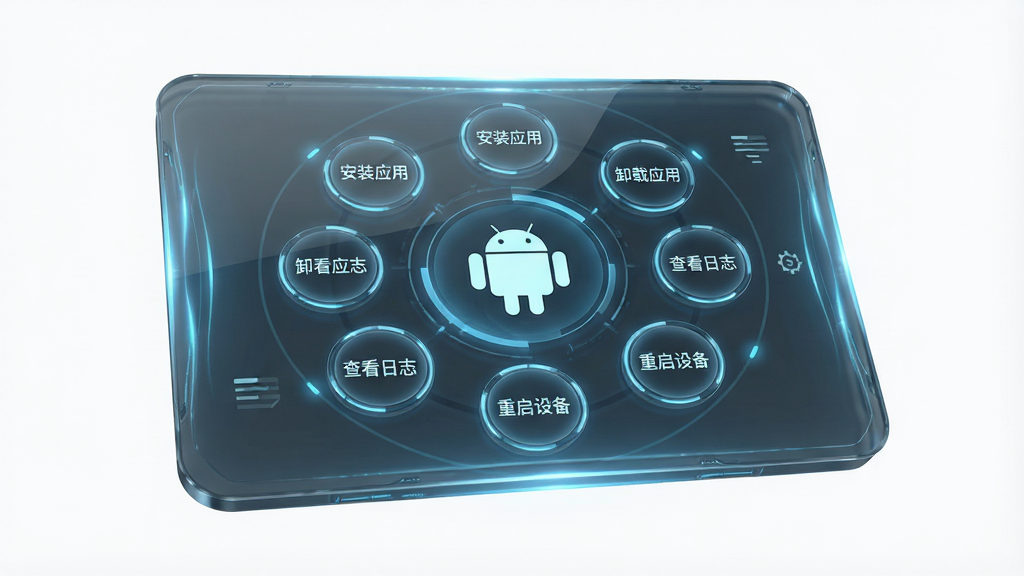 ��������Ϊһ�������ڿ��еİ�͸��������壬����������ű��С���װӦ�á���ж��Ӧ�á����鿴��־���������豸����������Բ�ΰ�ť�����ֳʻ���Χ������һ����׿������ͼ�꣬�Ű�Գ����򣬷��Ϊδ���Ƽ�UI���ϸ�ڰ�������Ե��΢������Ч�������ʸ��壬�����ɾ����޶���Ԫ��