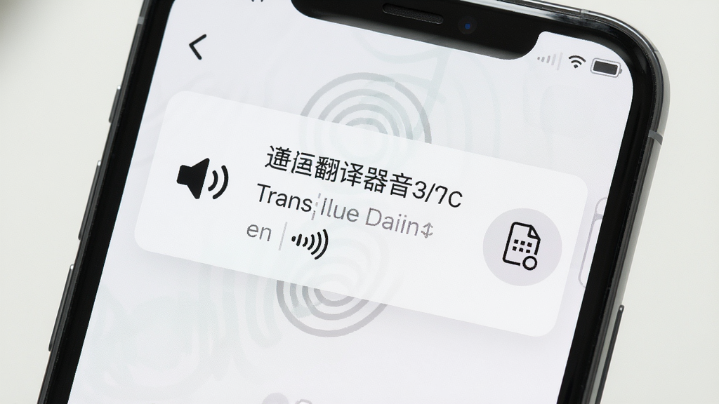 一张展示方言翻译器语音朗读与复制功能的细节图,画面为手机屏幕局部放大,显示翻译结果文字框旁有喇叭图标与复制按钮,文字内容为方言翻译示例,风格素雅极简,细节包含音量波纹与剪贴板图标,画质清晰干净,无多余元素
