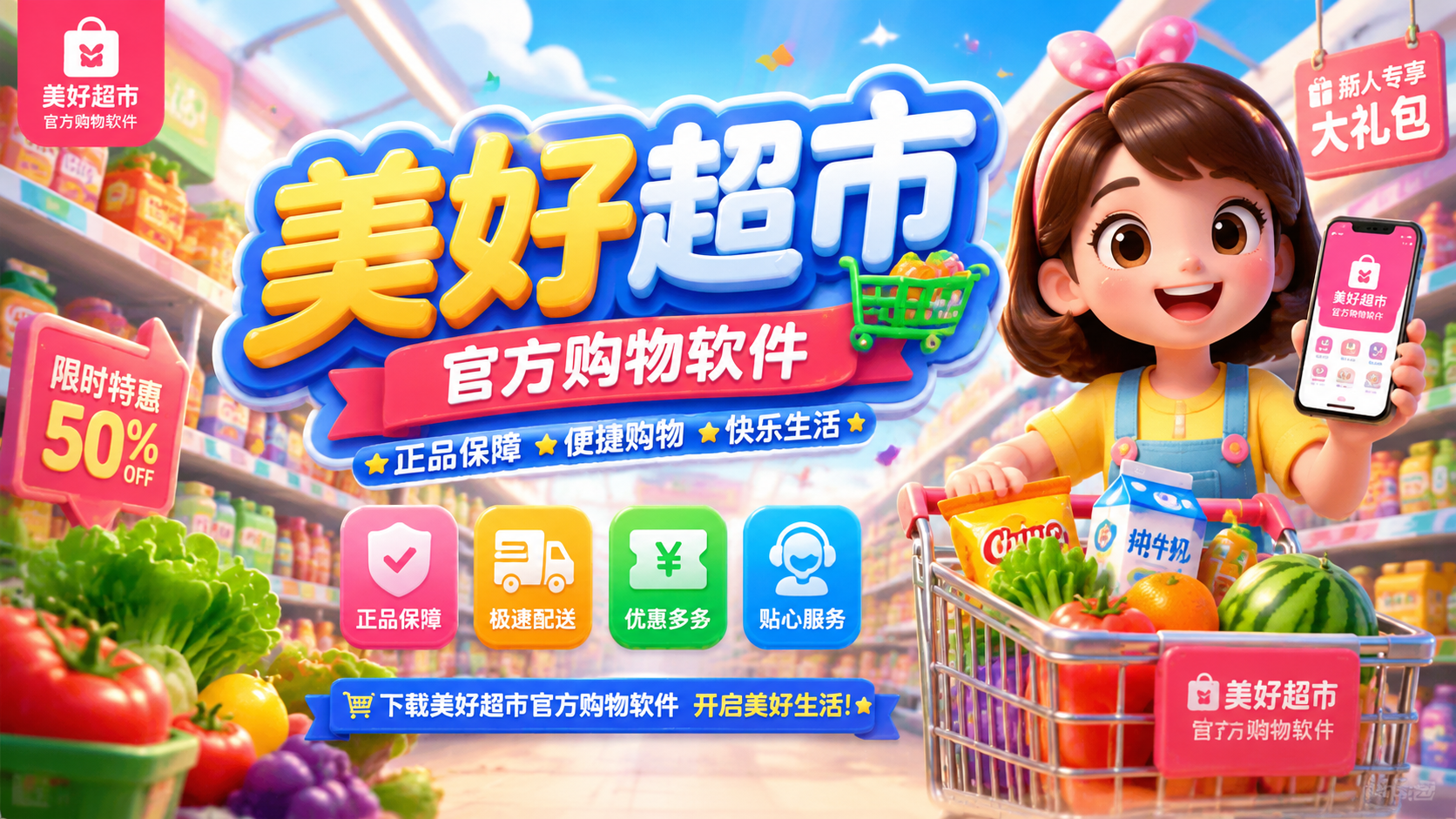 美好超市APP:新人0元领鸡蛋,满39免配送费