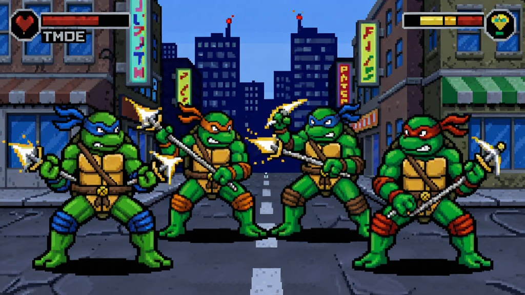 �������TMNT��Ϸ����λ�����ڳ��н�ͷս���ĳ�����ɫ�����ޣ����ط�񣬳�������