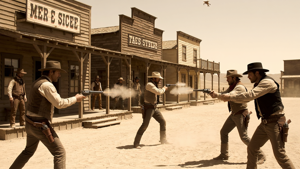 Western town gunfight scene