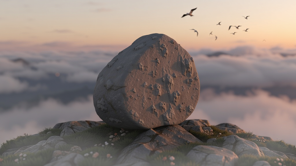 һ���ɫ��ʯ��������ɽ����Ϧ���������ڱ��棬��Χ�������ƣ�Զ���з�������ɫ����Ͱ���