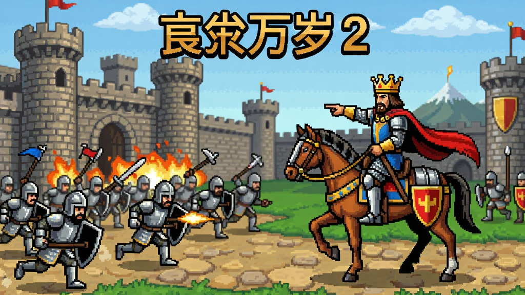国王万岁2游戏截图,中世纪城堡战斗场景,士兵冲杀,国王骑马指挥