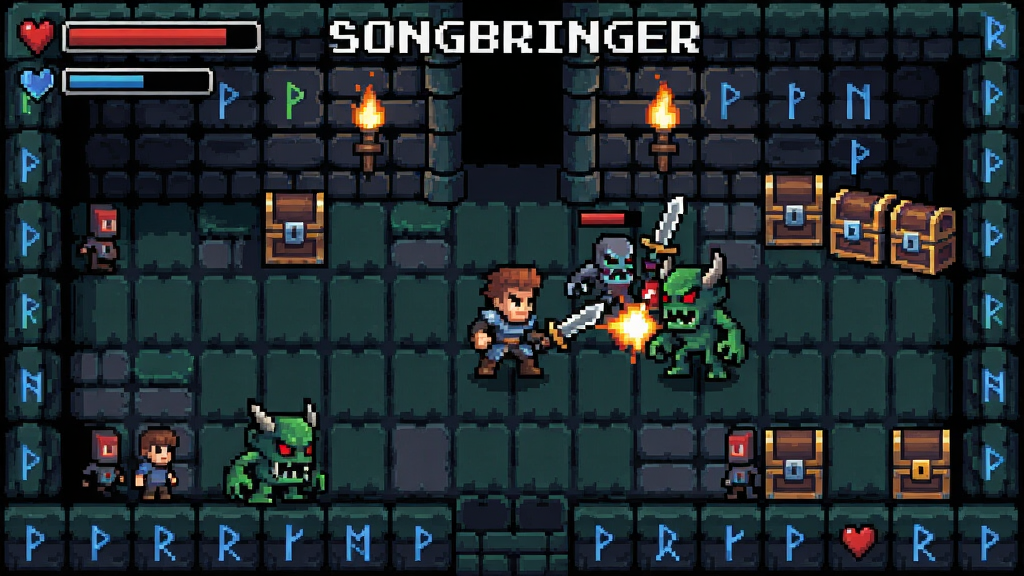 Songbringer��Ϸ���������ط���������������ɵĵ����������ս������Χ�и��ַ��ĺͱ���