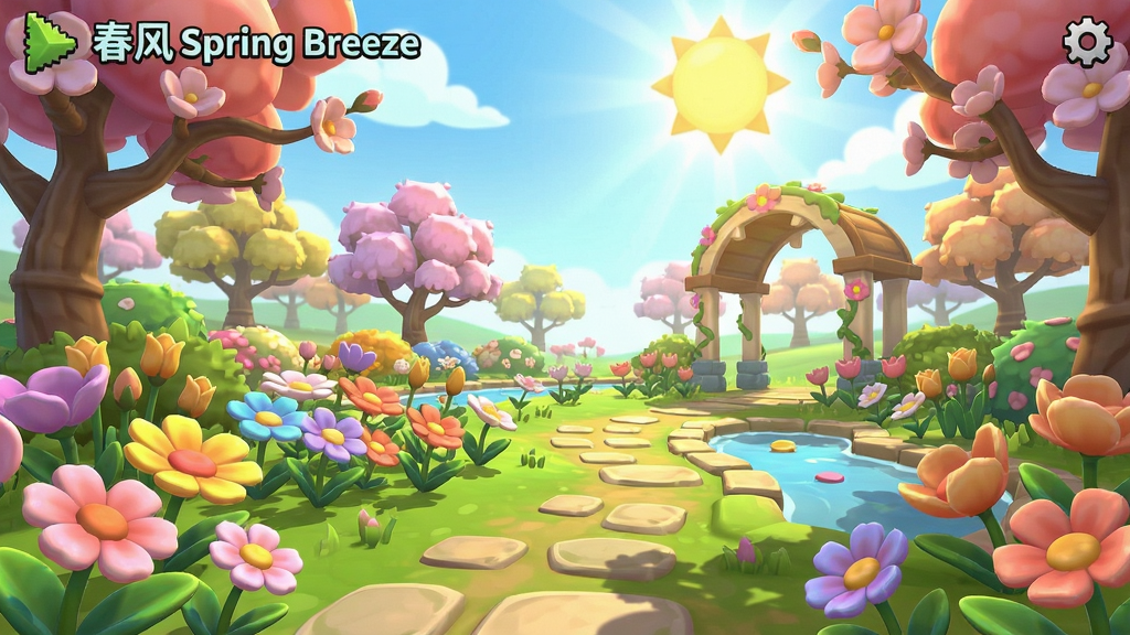 ����Spring Breeze��Ϸ���������ջ�԰���������ģ��ʻ�ʢ������ͨ��Ⱦ���
