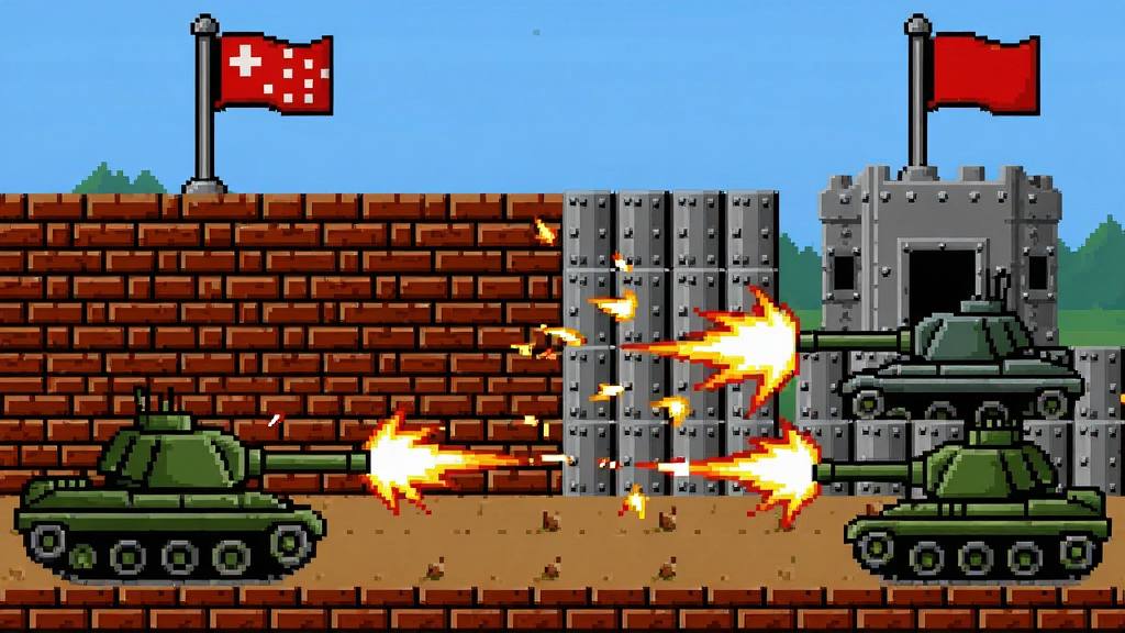 ̹�˴�ս��Ϸ��ͼ�����ط��̹����שǽ���ǽ���ɵ�ս������з�̹�˼��ҽ����ڻ����䣬��������Ʈ��