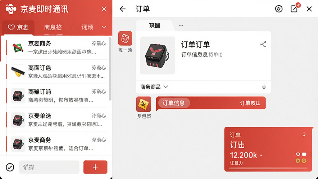 ����ʱͨѶ������棬�����Ϣ�б����Ҳ�Ի�����չʾ��Ʒ��Ƭ�Ͷ�����Ϣ�������࣬�����ɫ����Ϣ������������������ˬ�������������޶���Ԫ��