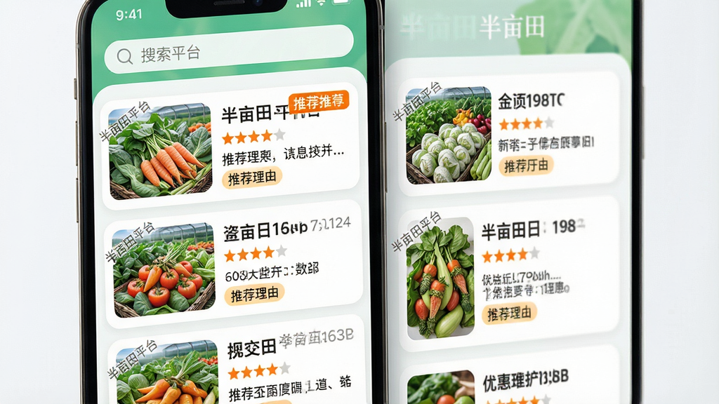 ���壺��Ķ��ƽ̨APP�������Ƽ�ҳ�棬չʾ���Ի����͵��̼ҿ�Ƭ���Ż���Ϣ�����֣��ֻ���Ļ����չʾ������Ϊ���������·�Ϊ�ٲ�����Ƭ�б����Ű棺ÿ�ſ�Ƭ�����̼�ͼƬ�����ơ����ֺ��Ƽ����ɣ���Ϣ�����׶���������¼�࣬��ƬԲ����ƣ�ɫ����ͣ�ϸ�ڣ���Ƭ�ϱ�ע����Ķ��ƽ̨��ˮӡ���Ƽ���ǩ�ó�ɫ���������ʣ�������Ⱦ������ɾ����޶���Ԫ�ء�