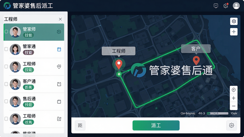 ���壺�ܼ����ۺ�ͨ�ɹ����棬��ͼ����ʾ����ʦλ�úͿͻ�λ�á����֣����Ϊ����ʦ�б����Ҳ�Ϊ��ͼ��ͼ���ײ����ɹ���ť���Ű棺��Ϣ���ֺ�������ͼ��������񣺿Ƽ��У���ɫ·��������ϸ�ڣ�����ʦͷ�񡢼��ܱ�ǩ��������ʾ����ͼ���С��ܼ����ۺ�ͨ��ˮӡ�����ʣ��߷ֱ��ʣ��ɾ����޶���Ԫ�ء�