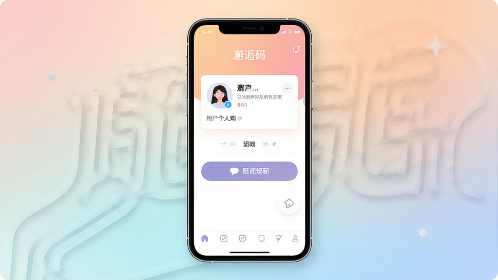 一张展示邂逅码应用主界面的高清截图,画面中央是手机屏幕,屏幕上显示着用户个人资料卡片和匹配按钮,背景为柔和的渐变色,整体风格现代简约,突出社交属性,画质清晰,干净无多余元素,文字标注“邂逅码”字样。