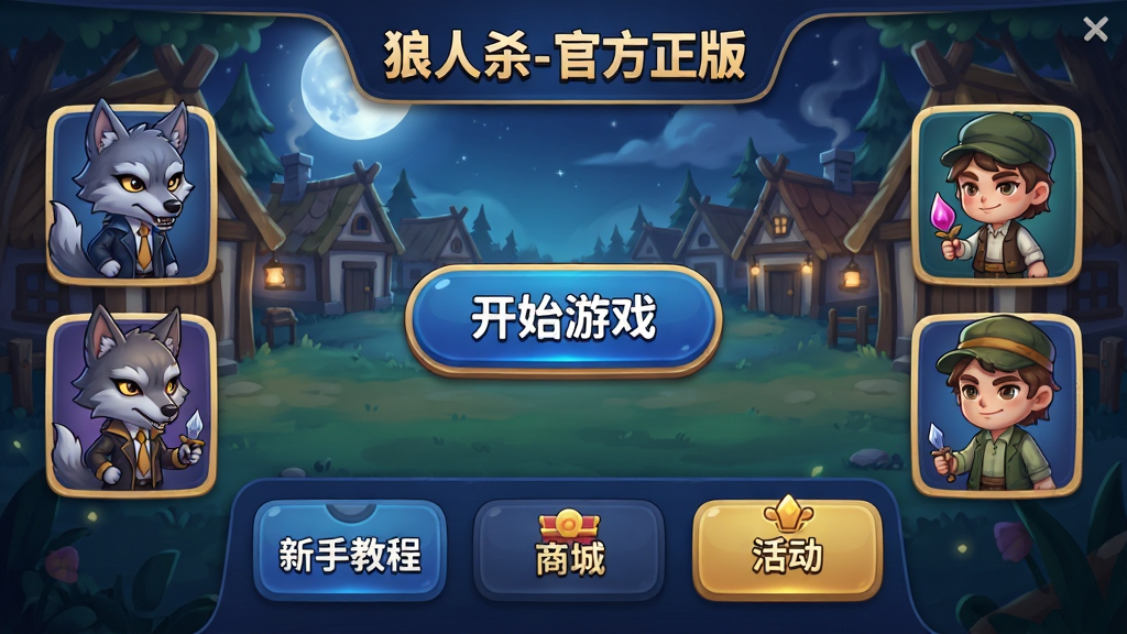 ���壺����ɱ-�ٷ�������Ϸ�����棬չʾ��ҹ��ׯ���������Q������������ɫ���棬�����������������֣�����Ϊ��ʼ��Ϸ��ť���·��������ֽ̡̳��̳ǡ����ڣ�����ʶԳ�ʽ�ֲ����Ű棺UI���ÿ�Ƭʽ��ƣ���ťԲ��ɫ������������Ϊ�������֡�����ɱ-�ٷ����桱λ�ڶ���logo������񣺿�ͨ�ֻ�磬ϸ�ڷḻ����Ӱ��͡����ʣ�����ϸ�壬�ɾ��޶���Ԫ�ء�