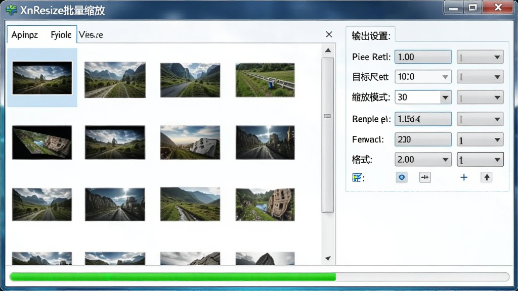XnResize���������������н��棬�����ʾ������ͼƬ�б�����ͼ���Ҳ�Ϊ���������壬����Ŀ��ߴ硢����ģʽ����ʽѡ��Ȳ������ײ�����ɫ���������ڴ����У�������Ƽ���ʮ�㣬�������࣬�������������ֱ�ע