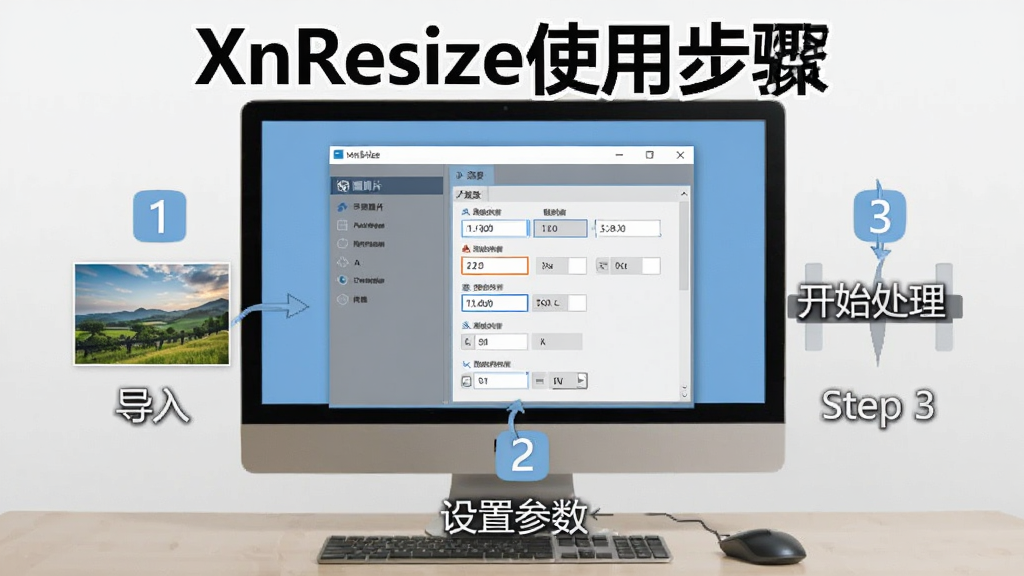 XnResizeʹ�ý̳�ʾ��ͼ������������ʾ�������ڣ���Χ�в����ű�ע������1����ͼƬ������2���ò���������3��ʼ����������������������࣬���ֱ�ע