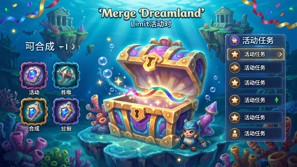 ����Ϊ��Merge Dreamland����ʱ�������������ˮ�������븡�յ��Ľ�ϣ����������о޴�ı��Ǳ��䡣�Ű��ϣ�������б������ڻ����Ҳ࣬����ǿɺϳɵĻ��Ʒ�����Ϊ���ð�շ磬ɫ�ʶԱ�ǿ�ң����н��շ�Χ��ϸ���ϣ������ݡ��ǹ�Ͳʴ���Ч�����ʸ��壬�ɾ����޶���Ԫ�ء�