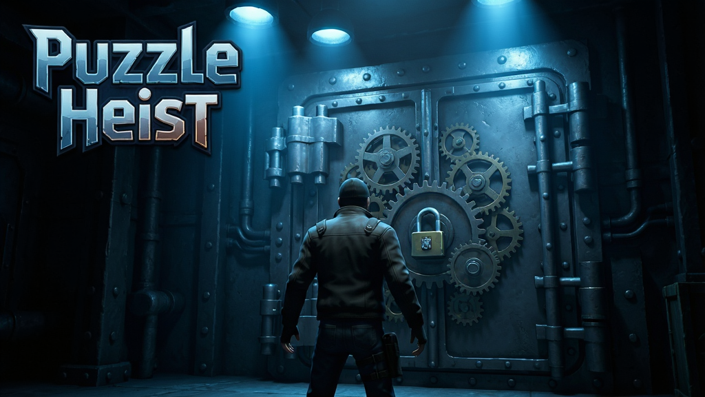 һ�š�Puzzle Heist����Ϸ���Ӿ�ͼ���������������ǵ����ı�Ӱ���������һ�Ⱦ޴�ġ��������ֺ��������Ľ������տ���ţ���Χ�����谵�����м�����ɫ���Ӷ������£�Ӫ������ء������ֳ����Ƽ��еķ�Χ���������Ͻ�����Ϸ���ơ�Puzzle Heist���������ֱ��⡣������Ϊдʵ3D����ӰЧ��ǿ�ң�ϸ�ڷḻ�����ʸ��壬��ͼ��������У�ͻ����Ϸ���������Χ��