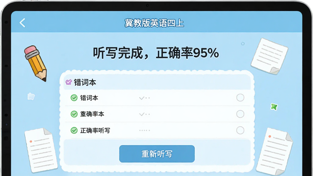 ��������Ϊ�����̰�Ӣ�����ϡ�APP����д�������ҳ�棬��ʾ����д��ɣ���ȷ��95%�����·��д��ʱ��б���������д��ť��������ǳ��ɫΪ�����п�ͨǦ�ʺ�ֽ��Ԫ�ء�����Ϊƽ�����չʾ��ͼ�����������Ϊ������Ӧ�ý�ͼ��񣬼��ֱ�ۣ����ʸ��壬�ɾ����޶���Ԫ�ء�