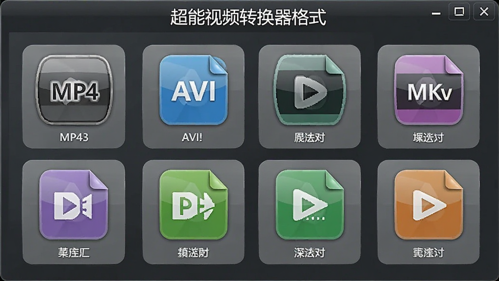 ������Ƶת������ʽ֧�ֽ��棬չʾ������Ƶ��ʽͼ�꣬��MP4��AVI��MKV�ȣ��������룬ɫ��������ϸ�ڷḻ���ɾ�����