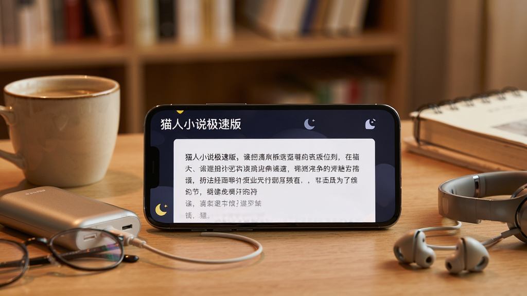 ���壺һ�������ֻ�������ʾè��С˵���ٰ��Ķ����棬�Ա���һ����籦��һ�����������֣��ֻ�λ�ڻ������룬��Χ�ڷ��ſ��ȱ����۾�����Ʒ��Ӫ�������Ķ��������Ű棺�ֻ���Ļ��ʾ��è��С˵���ٰ桱��һ�����֣��������������дʵ��Ӱ���ůɫ����ͻ��ʵ�����ݡ�ϸ�ڣ��ֻ���Ļ��ҹ��ģʽͼ�꣬����������黯��������ͣ����ʸɾ���