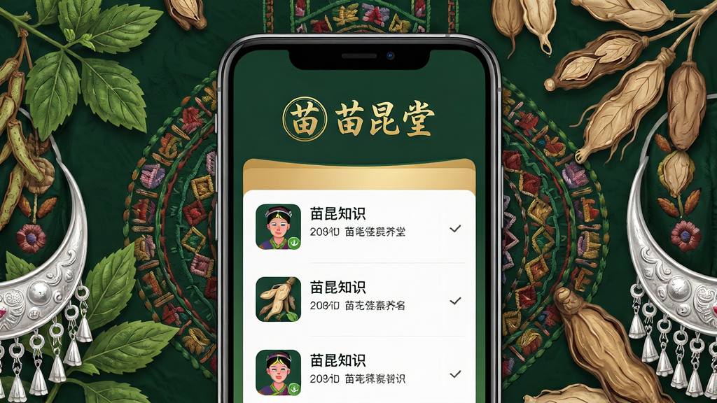 һ��չʾ������App������ĸ������ֲ廭�������������ֻ���Ļ��д����Ļ����ʾ�������á�Ʒ��Logo������֪ʶ�б�������Ϊ���崫ͳ�����������ҩԪ�أ������Ծ��жԳƹ�ͼ��������дʵ��ϱ�ƽ����ƣ�ɫ����ī�����ɫΪ����ϸ�ڰ���ҩ����������������װ�Σ�����ϸ��ɾ����޶���Ԫ��