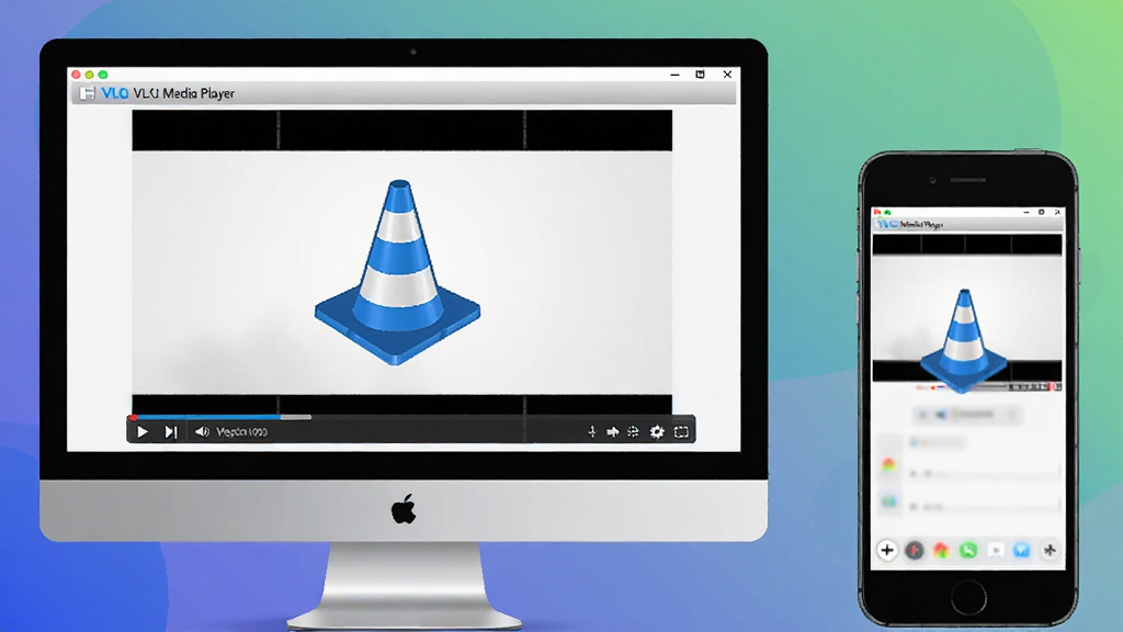 ���壺������Ļ�� VLC Media Player ���ڲ��Ÿ�����Ƶ���Ա����ֻ�չʾ��ͬ���档���֣���������ֻ����γɶԱȡ��Ű棺�豸���У�����Ϊ����ɫ������ִ����ֲ廭���ϸ�ڣ�������Ļ���ֻ���Ļ����ʾ VLC ����������ɫ��ͨ׶ͼ��Ͳ��Ż��档���ʣ����壬�ɾ��޶���Ԫ�ء�