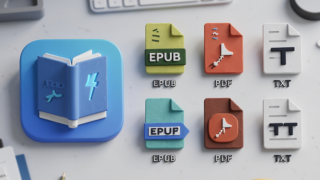 ���壺Areada����ͼ������ֵ������ʽ�ļ���EPUB��PDF��TXT����3D��Ⱦͼ����չʾ�����֣�ͼ������࣬�ļ���ʽͼ�����Ҳ࣬�γɶԱȣ�����Ϊǳ��ɫ����̨���Ű棺ͼ���Сͳһ���������룬ÿ���ļ���ʽ�·��ж�Ӧ���Ʊ�ǩ����񣺿Ƽ��У������Ӱ��ϸ�ڷḻ��ϸ�ڣ�����ͼ��Ϊ��ɫ�鱾���ͣ��ļ�ͼ��ֱ��Բ�ͬ��ɫ���֣����������������ʣ�������Ⱦ���ɾ����޶���Ԫ�ء�
