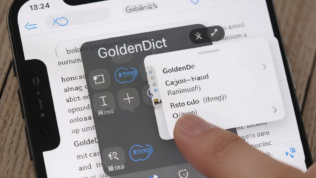 GoldenDict���ֻ��ϵ�ʹ�ý�ͼ����ʾ������Ļȡ�ʣ����崰������������Ϊ�Ķ������������ִ��������������޶���Ԫ��
