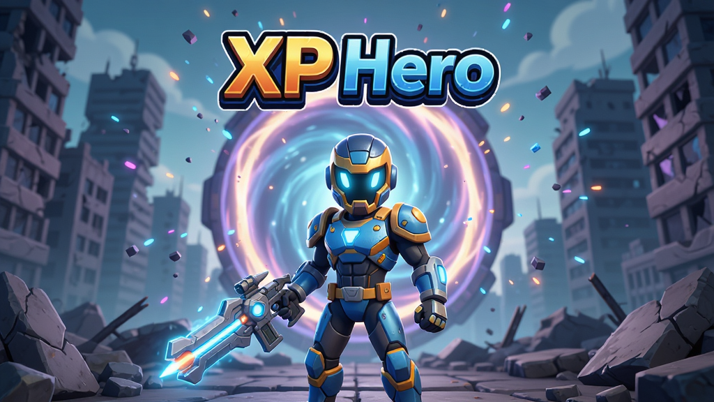 ���Ӿ�ͼ��XP Hero��Ϸ��ƪ�����棬һ������δ��ս�׵�����վ�ڷ���������룬�ֳַ��������������Ǿ޴�Ĵ��������ɢ��������Ч�����������Ϸ�������ϷLOGO��XP Hero�������幹ͼ�Խ�ɫΪ���ģ����ҶԳƲ��֣�������ʽ��ͨ��Ⱦ��񣬸�ϸ�ڲ��ʣ�4K���廭�ʣ��ɾ��޶���Ԫ��