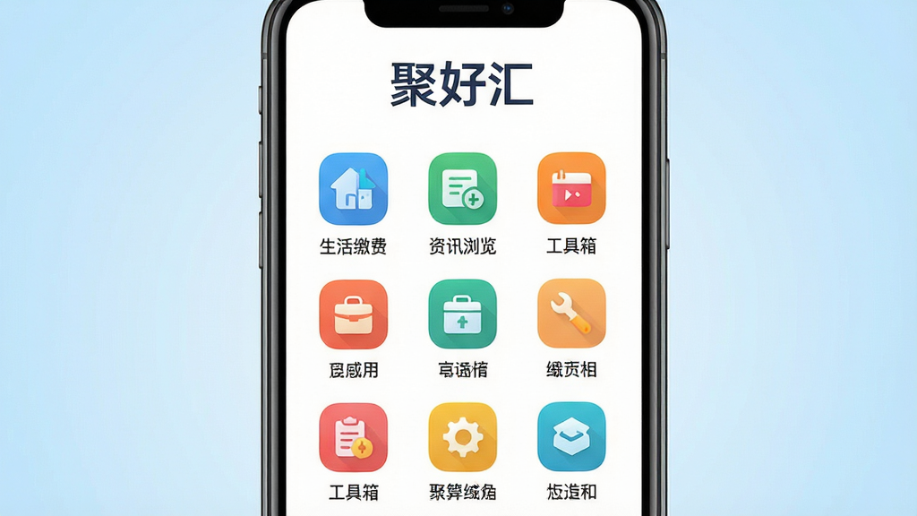 ���壺�ֻ���Ļչʾ�ۺû�APP�����棬���沼���������Ϸ���ʾ���ۺû㡱����logo���м����ж������ͼ��������ɷѡ���Ѷ�����������ȣ����֣����й�ͼ���ֻ�ռ�������壬����Ϊ�ɾ���ǳ��ɫ���䣻�Ű棺APP����Ԫ���������У�ͼ������ȣ�����ִ���ƽ����Ʒ��ɫ�����죻ϸ�ڣ�����ͼ�꾫�£����������ɶ������廭��ɾ��޶���Ԫ�أ����ʣ�������Ⱦ����Ӱ��ͣ��ɾ����޶���Ԫ��