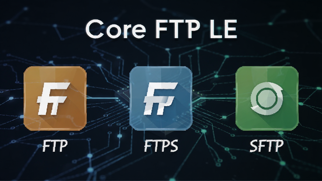 Core FTP LE����ʾ�⣬չʾFTP��FTPS��SFTPЭ��ͼ�꣬����Ϊ���������������Ƽ���ǿ����ͼ��࣬��������