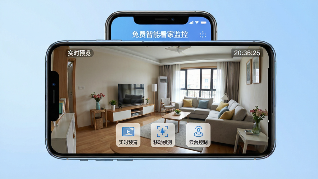 ���壺һ�������ֻ���Ļ��ʾ��������ܿ��Ҽ�ء�APP��ʵʱ��ػ��棬�������������Ŀ��������ͼҾ߲��֡����֣��ֻ����У���Ļ����ռ�Ӿ����壬����Ϊ��͵Ľ�����ɫ���Ű棺�ֻ���Ļ���С�ʵʱԤ���������ƶ���⡱������̨���ơ������⹦�ܰ�ťͼ�ꡣ����ִ��Ƽ��У���������ͨ͸��ϸ�ڣ��ֻ���Ե����΢���⣬��Ļ�м�ػ���ɫ����Ȼ��������ʱ��ˮӡ�����ʣ����壬�ɾ����޶���Ԫ�ء�