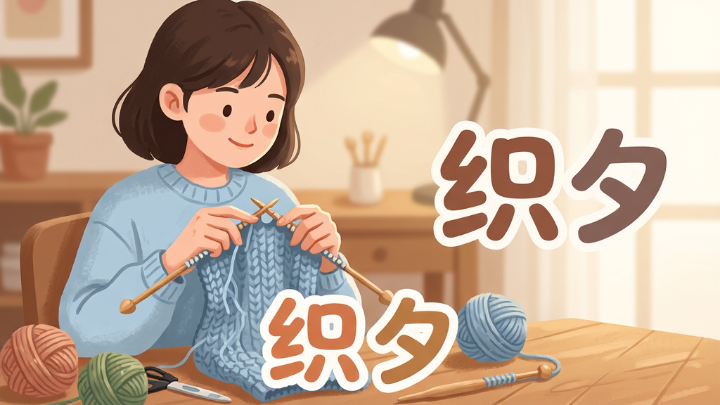 ���壺һλ����Ů���ֳ�ë���źͱ�֯�룬����רע�ر�֯һ��ǳ��ɫë�£���Χɢ���Ÿ�ɫë����ͱ�֯���ߡ����֣��������ƫ���Ҳ������������Ӧ�����ơ�֯Ϧ�������֣�����Ϊ��ܰ��ľ������͵ƹ⡣�Ű棺�����·�����֮һ�����á�֯Ϧ������������Բ��ɰ���ɫ����ů����񣺱�ƽ�廭��дʵ��ϣ�ɫ����ͣ�Ӫ������������Χ��ϸ�ڣ�ë��������������֯���ϵ���Ȧϸ�ڷḻ��������鰲�����á����ʣ�����ϸ�壬�ɾ��޶���Ԫ�ء�