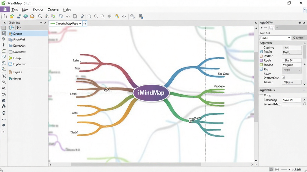 һ��չʾiMindMap����������ĸ����ͼ������Ϊ������Windows���������е��������棬��������������ǹ�����壬�м������ڱ༭�Ĳ�ɫ˼ά��ͼ����ͼ��֧Բ����������������ͻ�����Ҳ����������������������ִ���࣬�����������ɾ��޶���Ԫ��