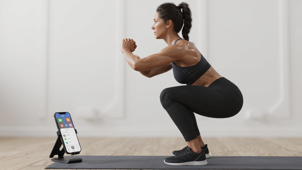 չʾ�û�ʹ��RWfit����ѵ����ʵ�ĳ�����Ⱦͼ������Ϊһ��Ů�����٤��������ף��Ա��ֻ�֧������ʾRWfitӦ�ý��棬����Ϊ�����ӽǣ��Ű���Ȼ�����дʵ��ϸ�ڰ�����ˮ�뼡�����������ʸ��壬�ɾ����޶���Ԫ��