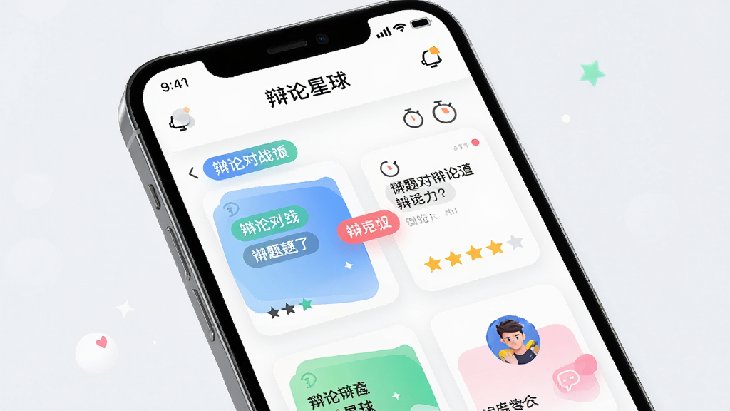 һ��չʾ��������App������ĸ�����Ⱦͼ������Ϊ�����ֻ���Ļ����Ļ����ʾ���۶�ս�б������⿨Ƭ���û�ͷ�񣬲��ּ���ִ����Ű���ÿ�Ƭʽ��ƣ�����������ã�ϸ�ڰ��������ǩ������ʱͼ����������ǣ�����ϸ��ɾ����޶���Ԫ�أ���Ļ�Ϸ����С�������������